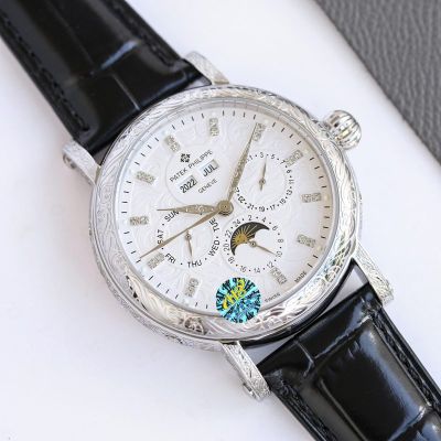 Patek Philippe Calatrava CH 29-535 Movement Silver Engraved Case 42mm Men Watch